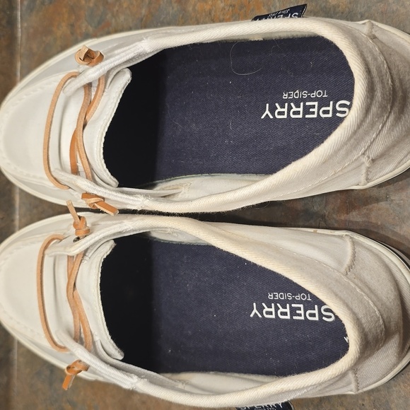 Sperry Womens White and Tan Boat Shoes - Picture 4 of 5